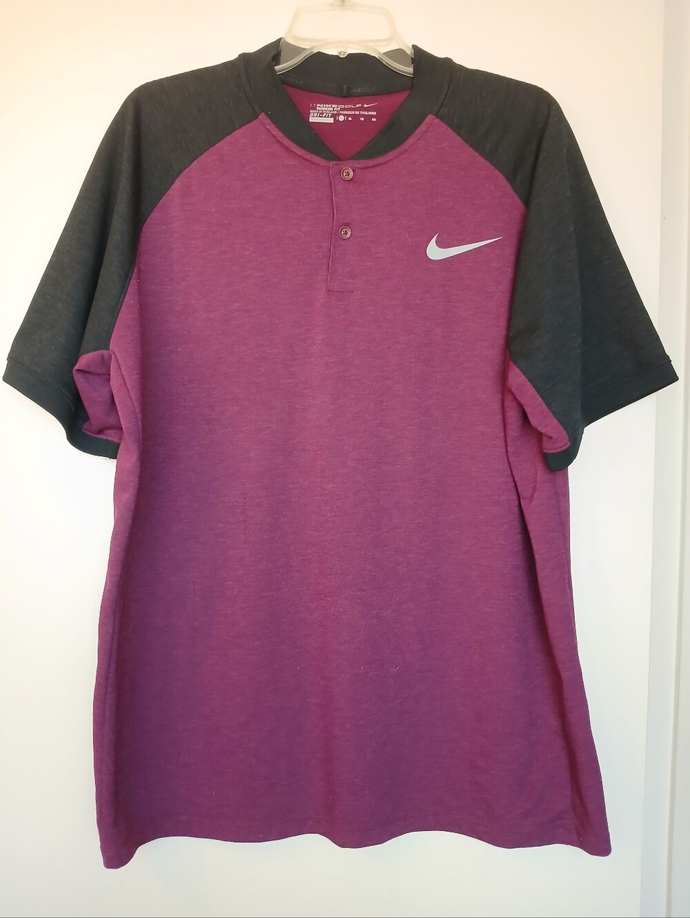 Nike Golf Dri-Fit Blade Collar Polo Shirt Burgandy Black Size XL